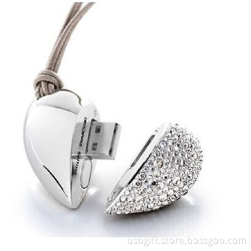 Jewelry USB flash drive, Swarovski crystal heart style, 16GB